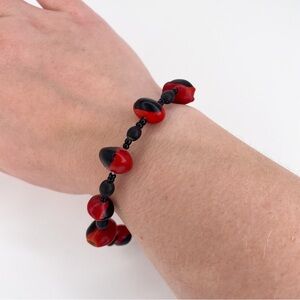 Black & Red Huayruro Seed Beaded Peruvian Bracelet